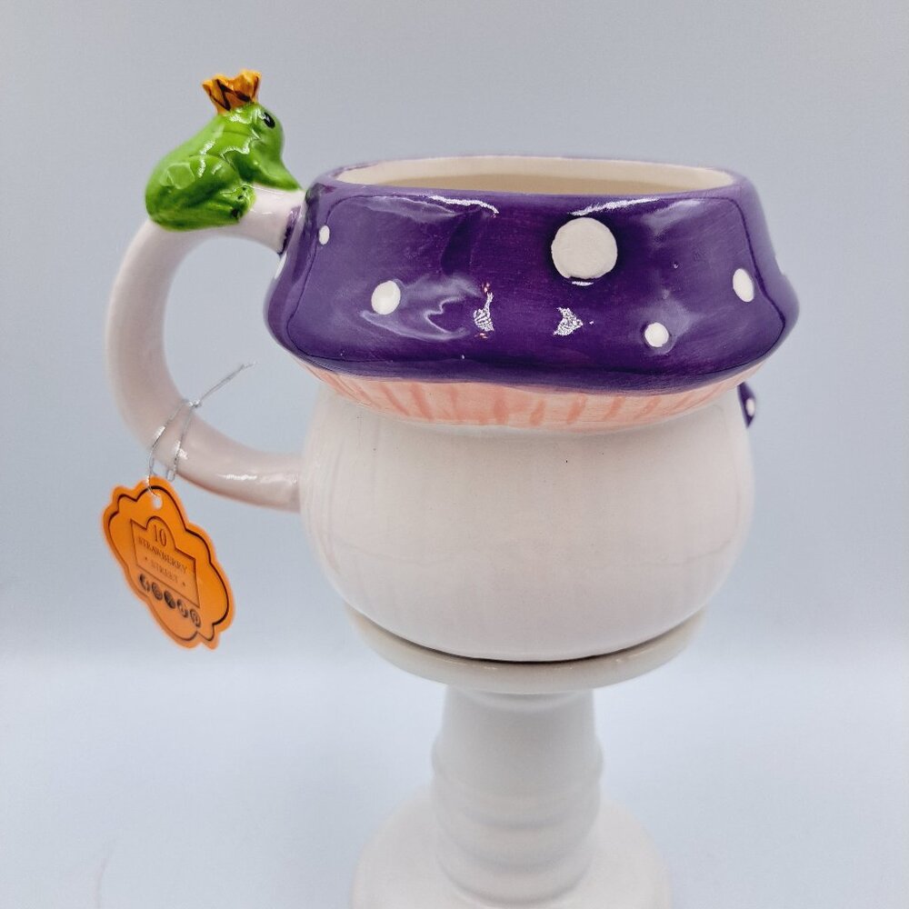 10 Strawberry Street Fairycore Toadstool Mushroom Ceramic Mug & Frog Prince - Picture 5 of 8